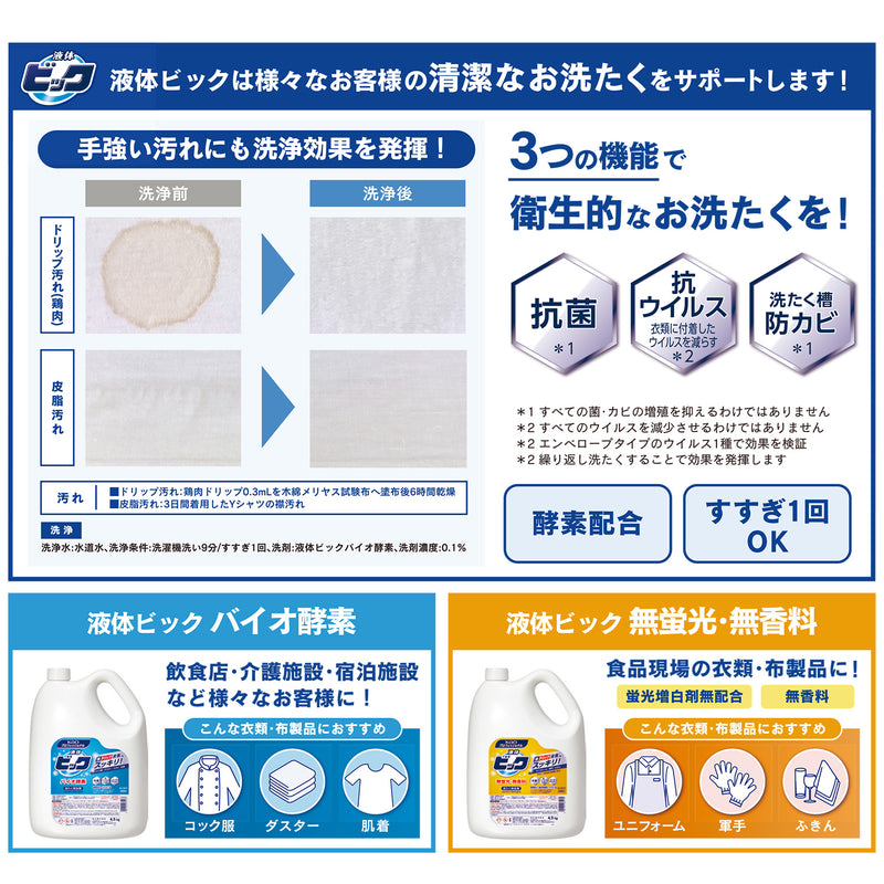 花王 液体ビック バイオ酵素 4.5kg 業務用 大容量 洗濯洗剤 洗たく用洗剤 衣料用洗剤 皮脂汚れ 頑固汚れ 油汚れ｜アトム屋美容本舗 公式