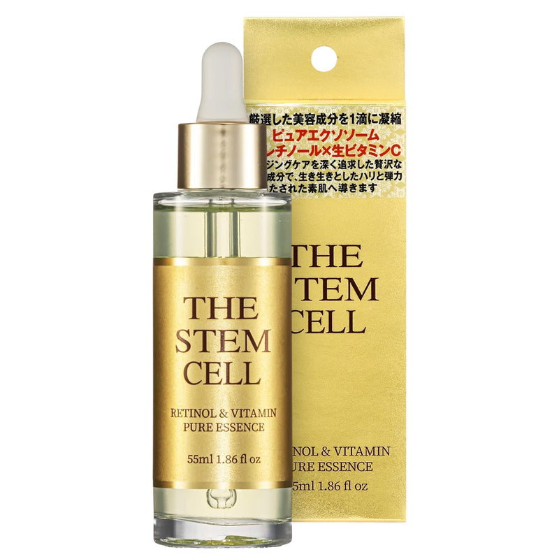 THE STEM CELL レチノール＆ビタミン ピュアエッセンス 55ml 美容液 スキンケア 保湿 潤い ハリ ツヤ 弾力 乾燥 くすみ 目元 ほうれい線｜アトム屋美容本舗
